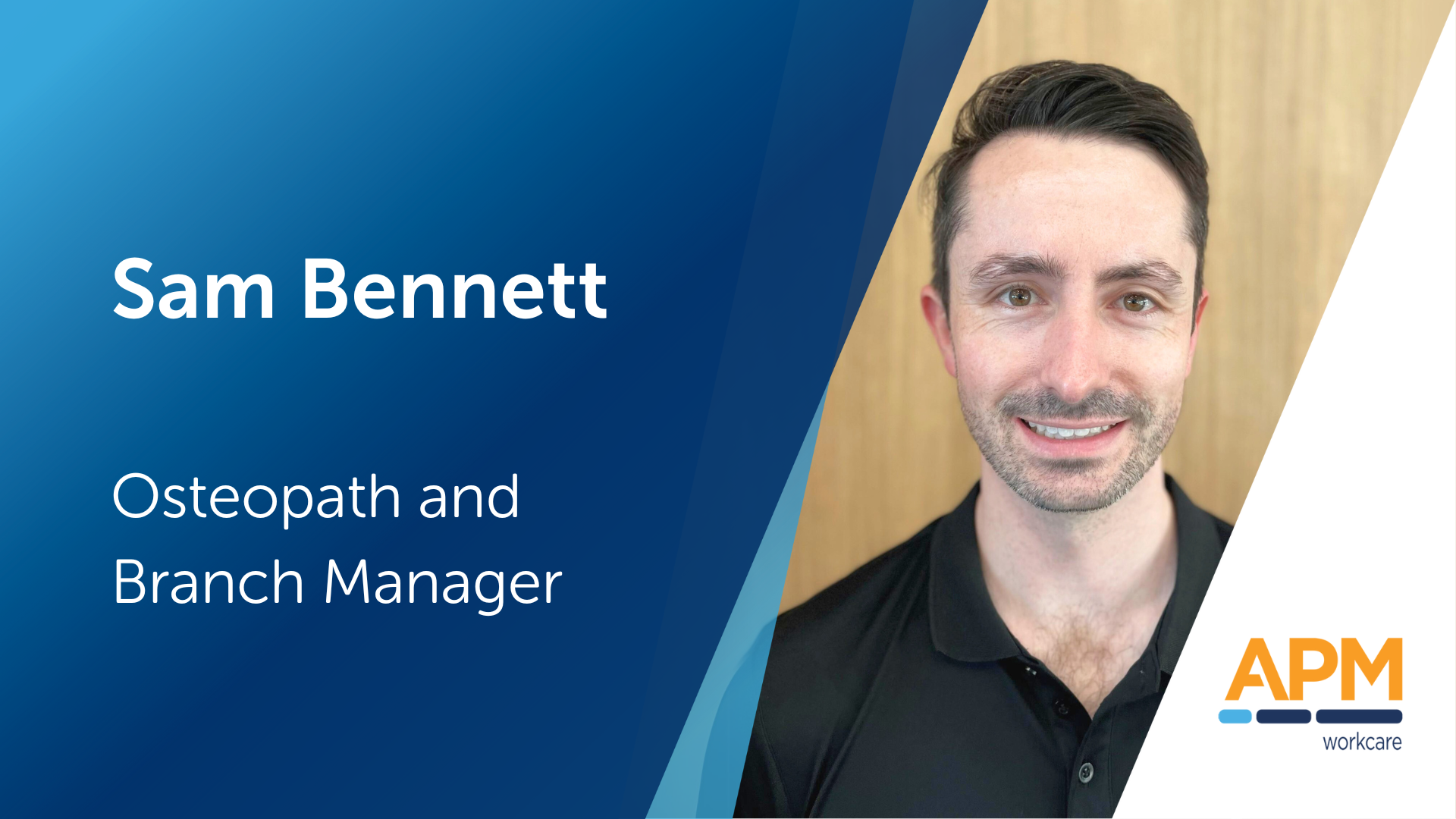 Sam Bennett profile photo with APM WorkCare branding