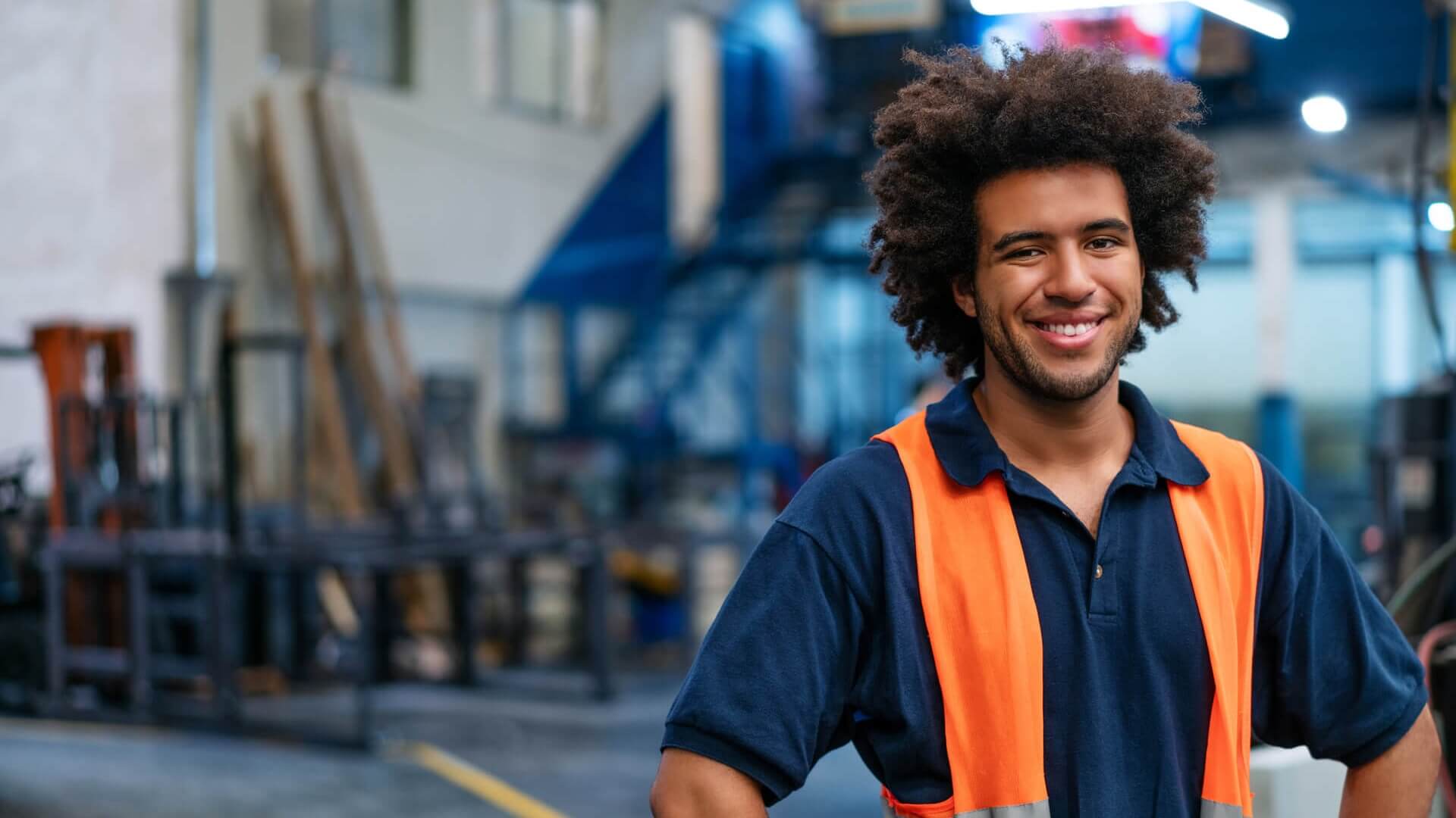 smiling male warehouse worker