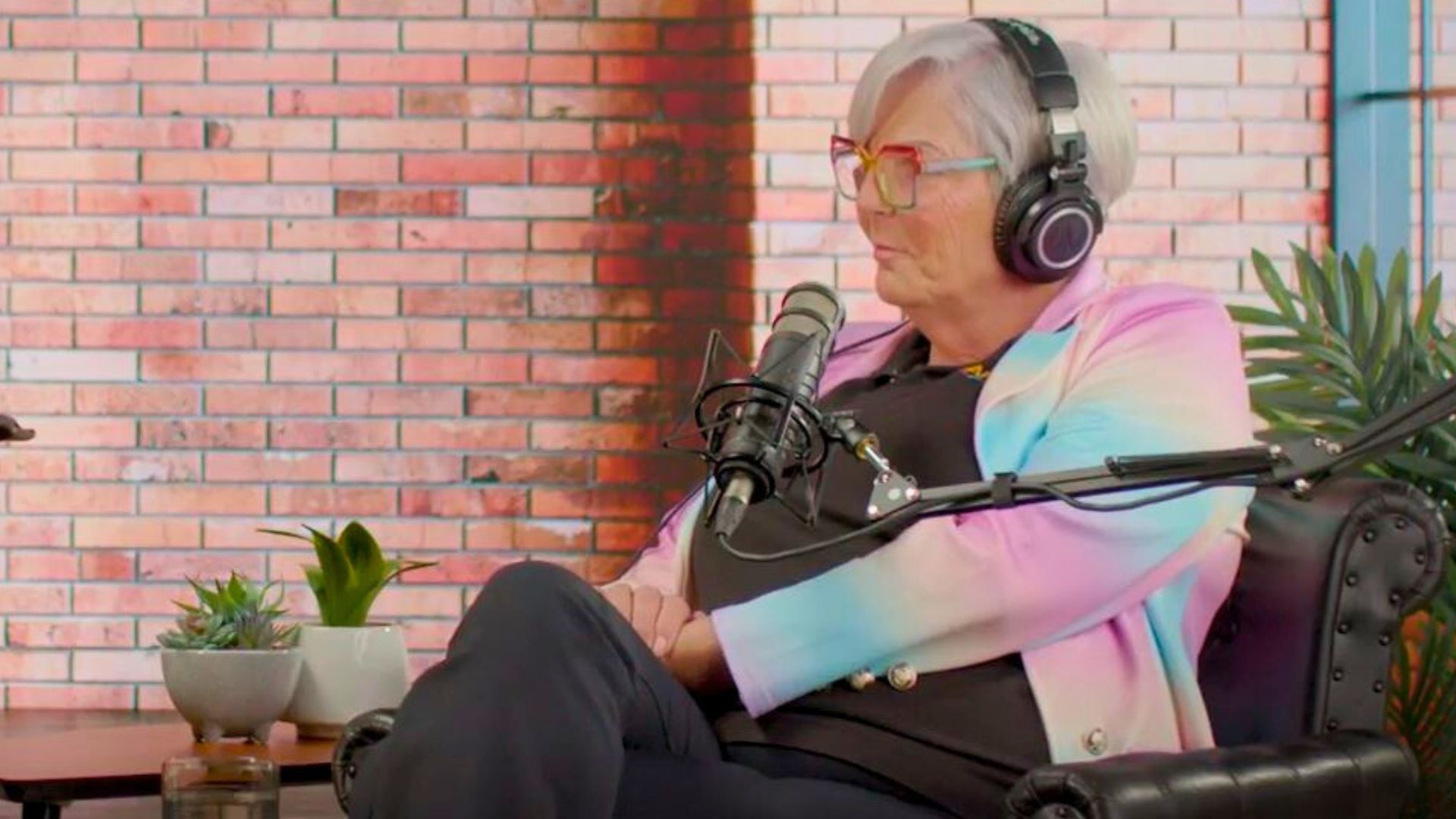 Fran in a chair talking about her disability experience