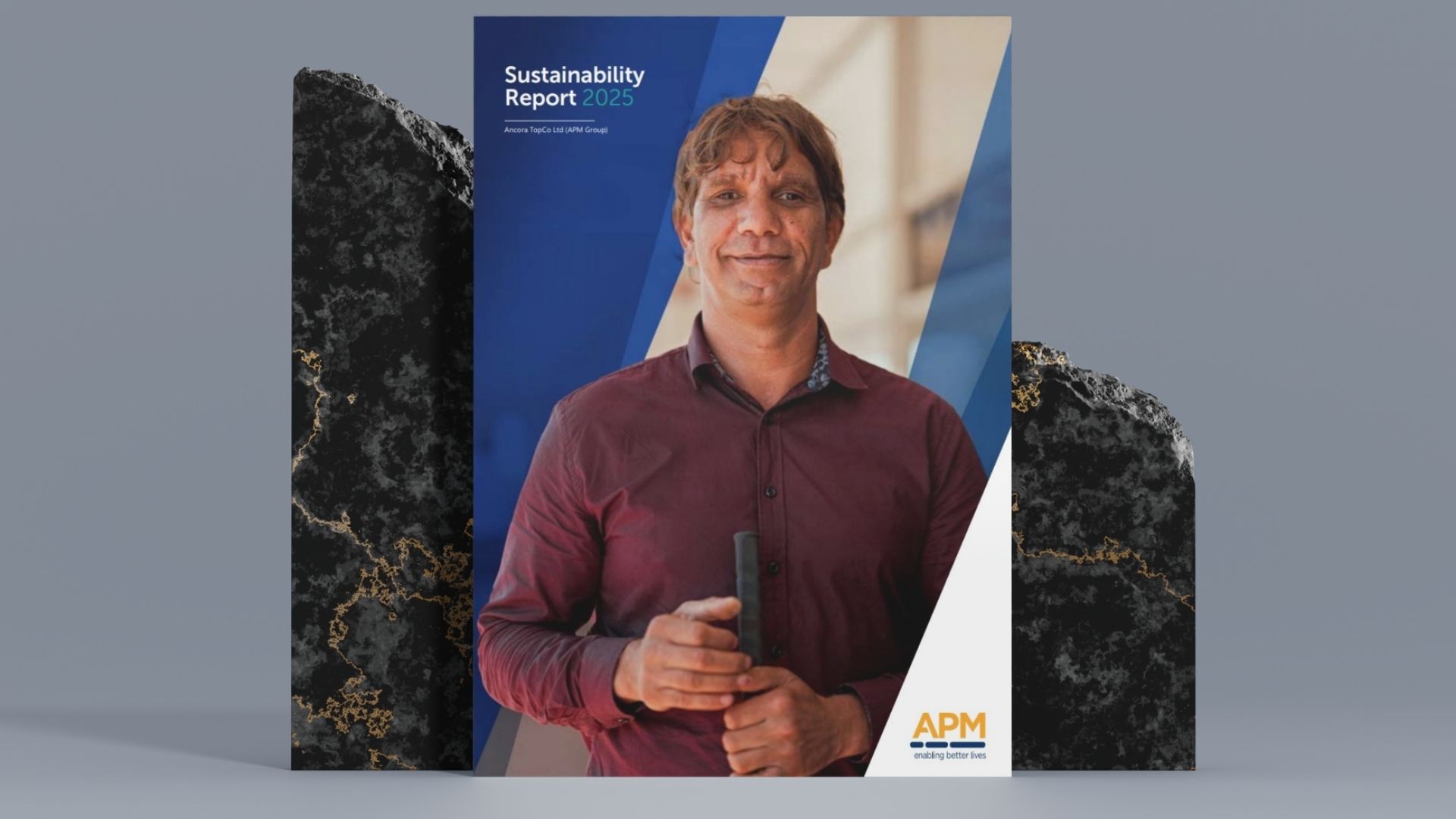 APM Sustainability Report on a computer screen