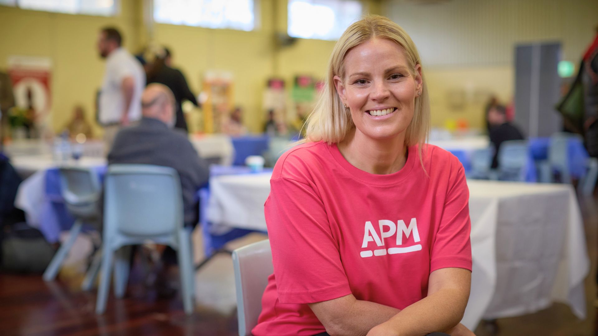 DES business manager Telila in a pink APM top